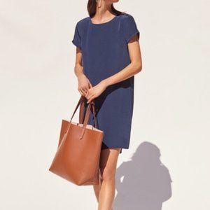 Cuyana silk T shirt dress in navy